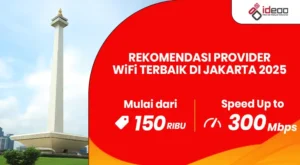 Ilustrasi internet cepat dengan ikon WiFi, mewakili rekomendasi provider WiFi terbaik di Jakarta 2025