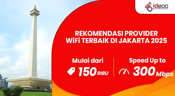 Ilustrasi internet cepat dengan ikon WiFi, mewakili rekomendasi provider WiFi terbaik di Jakarta 2025