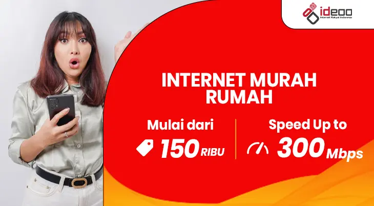 Ilustrasi keluarga bahagia menggunakan internet murah rumah cepat dan stabil untuk belajar, bekerja, dan hiburan.
