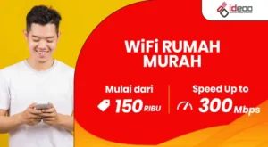 Keluarga sedang menikmati WiFi rumah murah dengan koneksi internet cepat, stabil, dan unlimited untuk aktivitas sehari-hari.