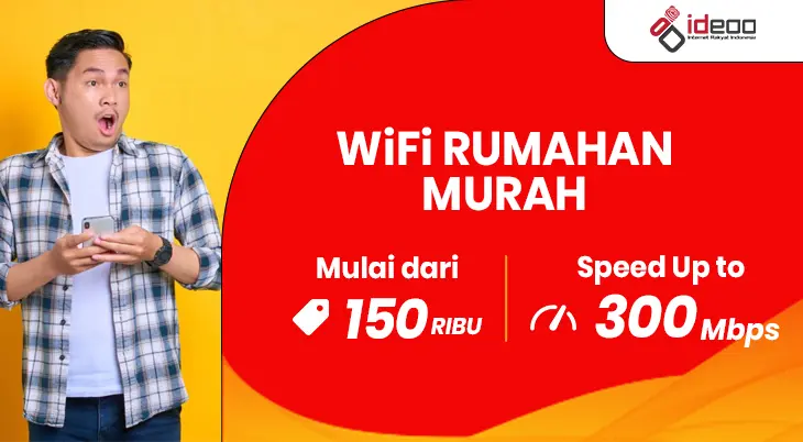 Keluarga bahagia menikmati WiFi rumahan murah dengan koneksi internet cepat, stabil, dan hemat biaya di rumah.