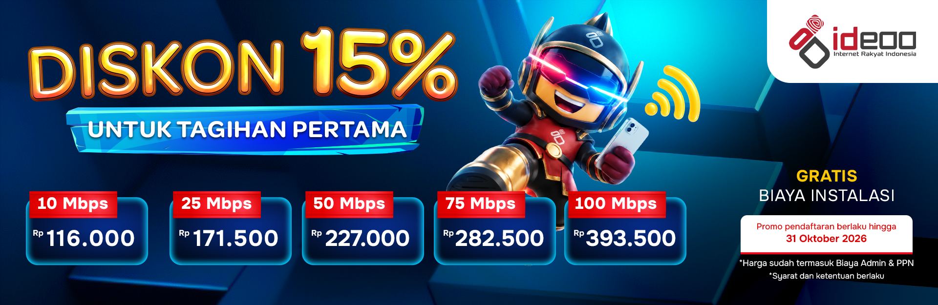 Promo Internet Diskon 15% Oktober IDEOO