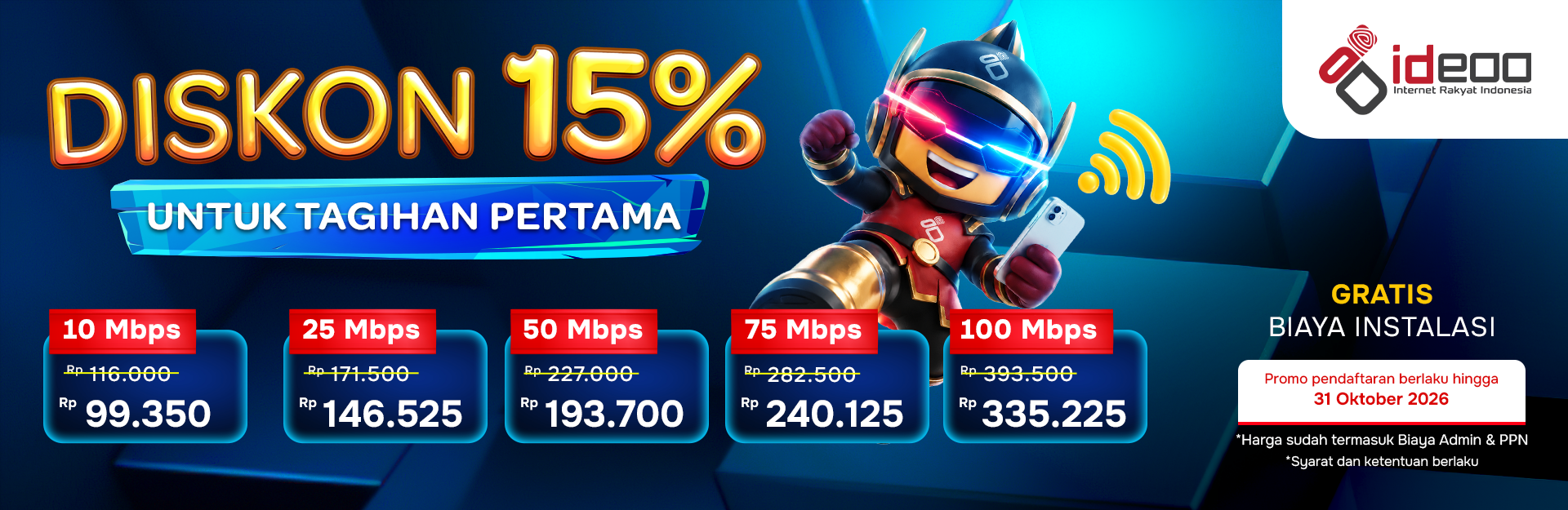 Promo Internet Diskon 15% Oktober IDEOO