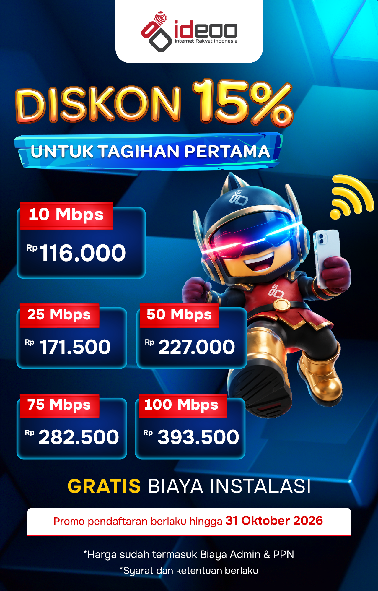 Promo Internet Diskon 15% Oktober IDEOO
