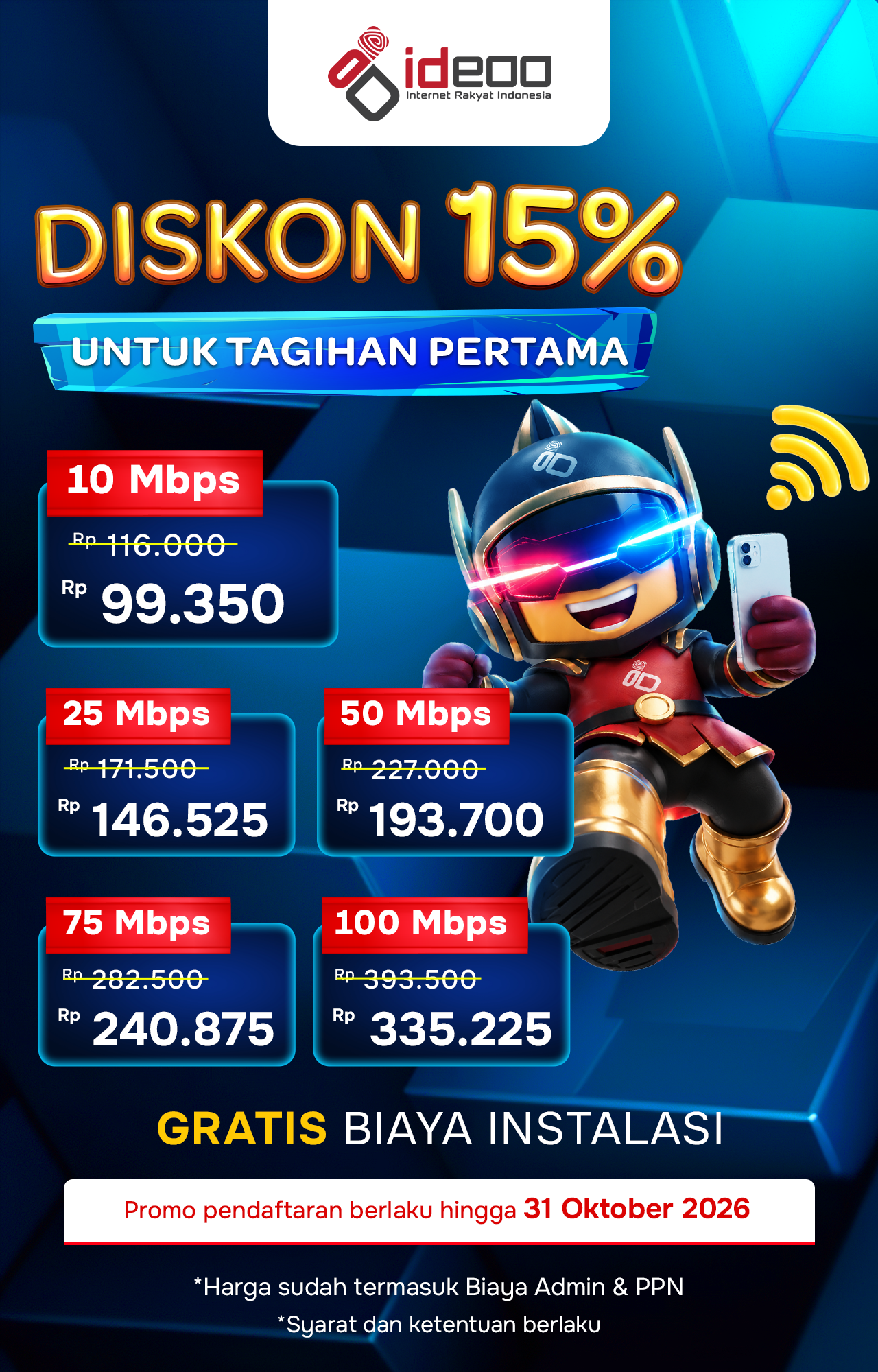 Promo Internet Diskon 15% Oktober IDEOO